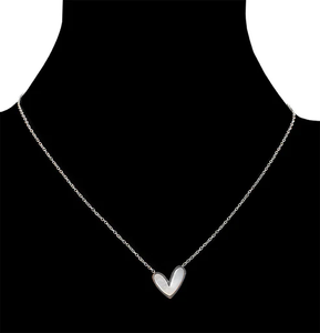 Heart Shell Necklace - Silver Tone