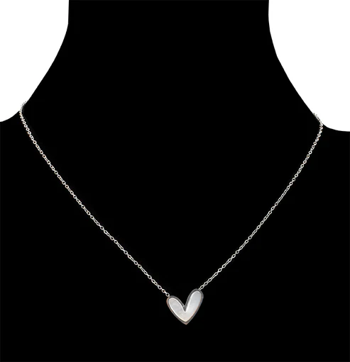 Heart Shell Necklace - Silver Tone