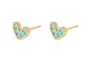 Presley Heart Stud - Gold/Turq (Bambu)