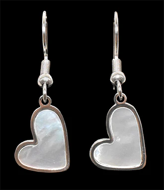 Abalone Heart Earrings - Silver (Shagwear)