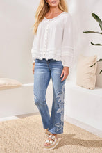 Load image into Gallery viewer, Tiered Raw Hem Waffle Blouse - Oceanpearl (Tribal)
