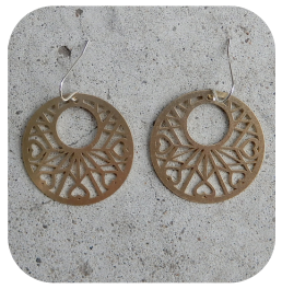 Heart Circles Brass Earrings - Torched