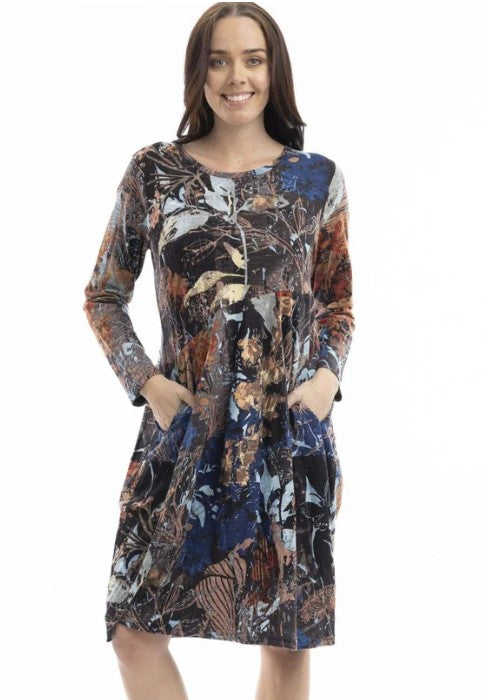 Abstract Floral Bubble Dress (Orientique)