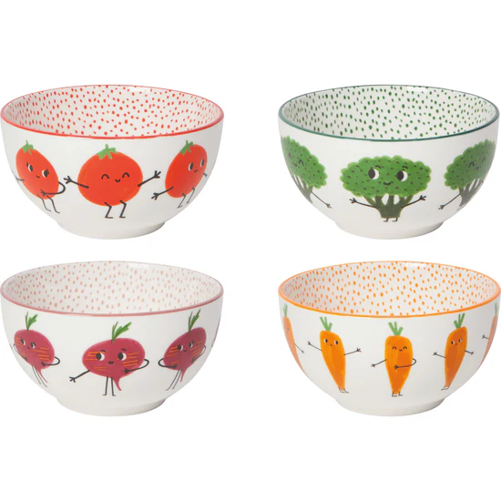 Funny Foods Set/4 Bowls