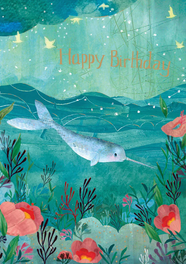Roger la Borde Narwhal Birthday Card
