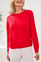 Load image into Gallery viewer, Button Front Pointelle Heart Cardi - Rouge (Tribal)
