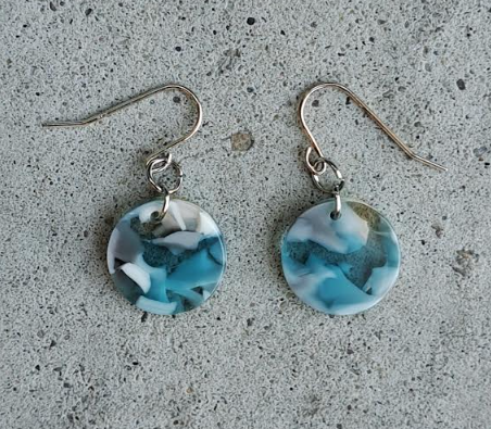 Blue Cloud Dot Earrings - Torched