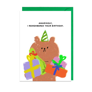 Remember Birthday Bear Card