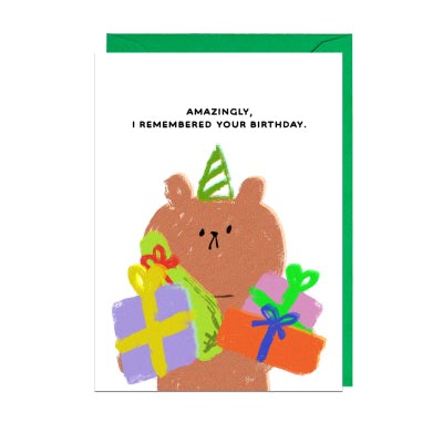 Remember Birthday Bear Card