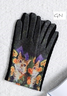 Floral Cat Glove - Green