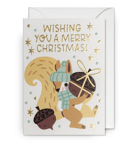 Wishing You A Merry Christmas Squirrel Card