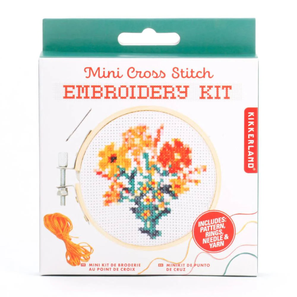 Mini Cross Stitch Embroidery Kit - Bouquet