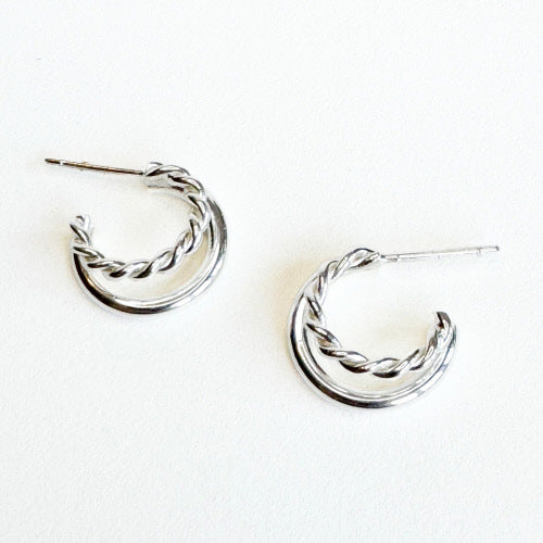 Adina Double Hoop Huggie - Silver Plated (Bambu)