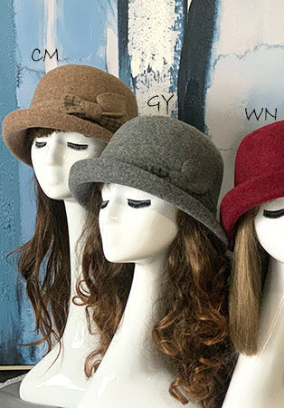 Flip Brim Wool Cloche - Grey