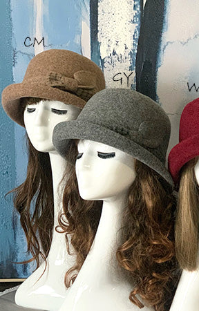 Flip Brim Wool Cloche - Cream