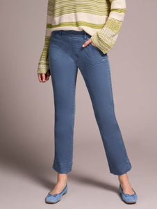 Slash Pocket Pull On Ankle Pant - Slate Blue (Tribal)