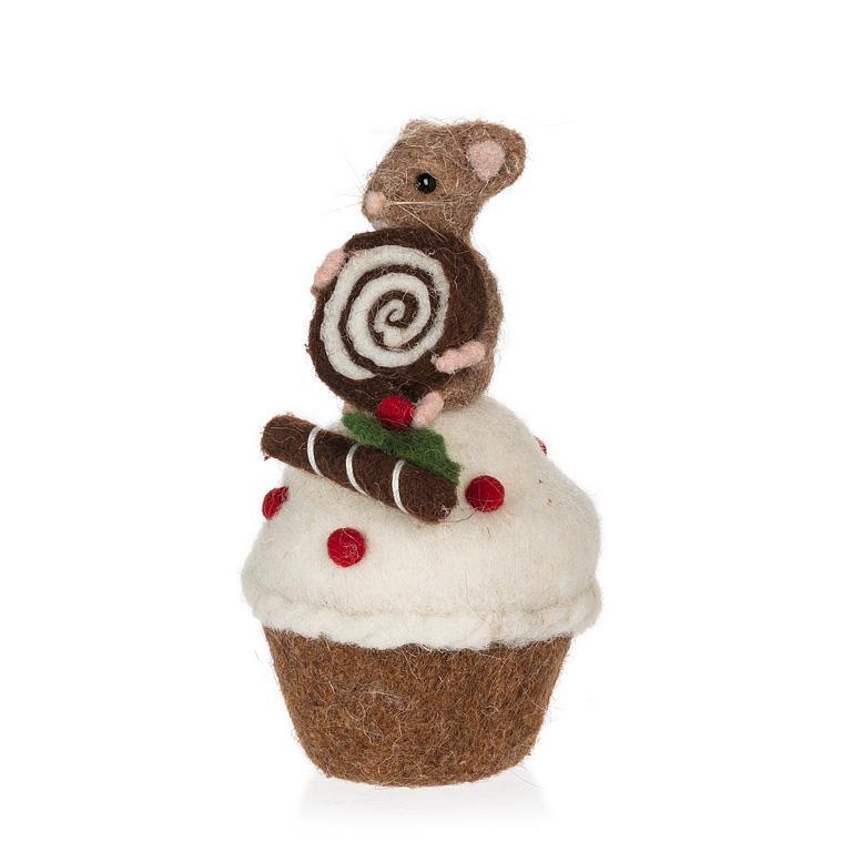 Wool Mouse on Cupcake