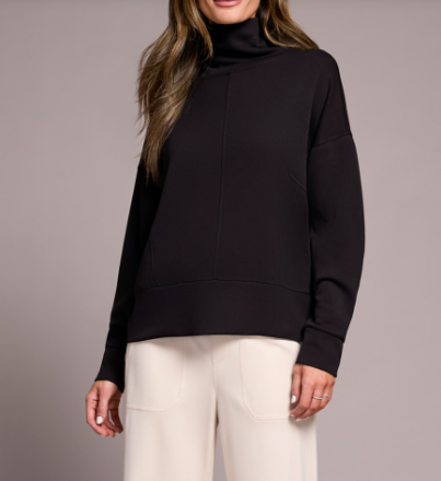 Super Soft Funnel Neck Top - Black (Tribal)