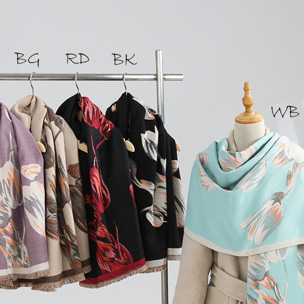 Tulips Jacquard Scarf - Black (Picabo)