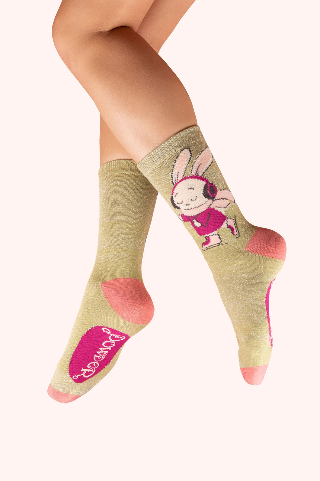 Skating Bunny Ankle Socks - Lime (Powder)