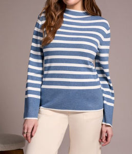 Striped Funnel Neck Sweater - H. Slate (Tribal)
