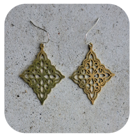 Nouveau Diamonds Brass Earring - Torched