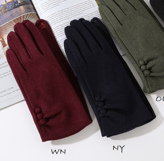 Button Pleat Cuff Gloves
