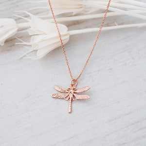 Damselfly Necklace - Rose Gold (Glee)