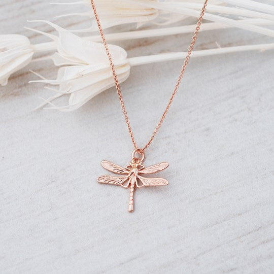 Damselfly Necklace - Rose Gold (Glee)
