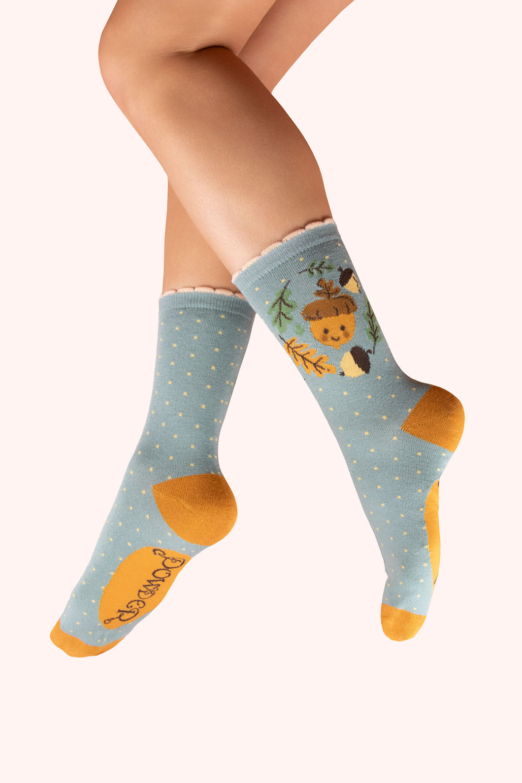 Happy Acorn Ankle Socks - Ice (Powder)