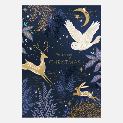 Sara Miller Owl & Deer Christmas Card