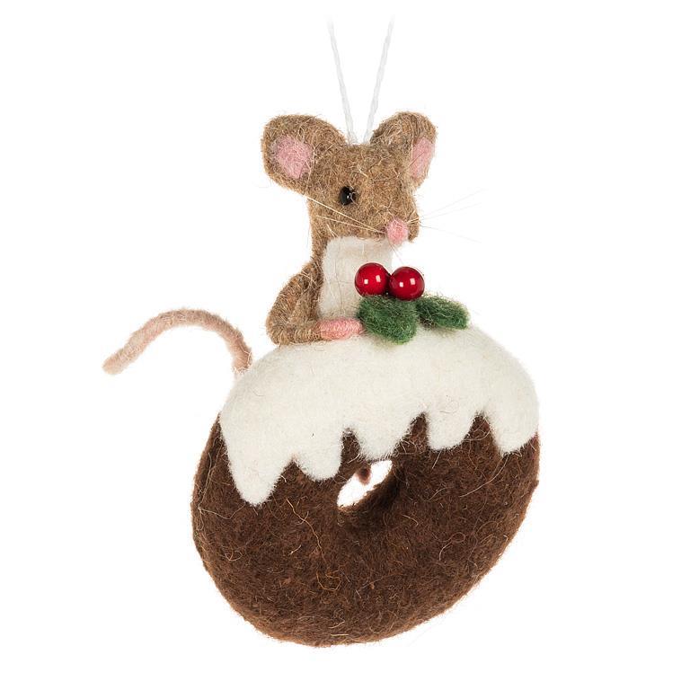 Wool Mouse on Donut Ornament