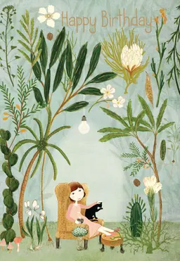 Girl & Flowers Birthday Card