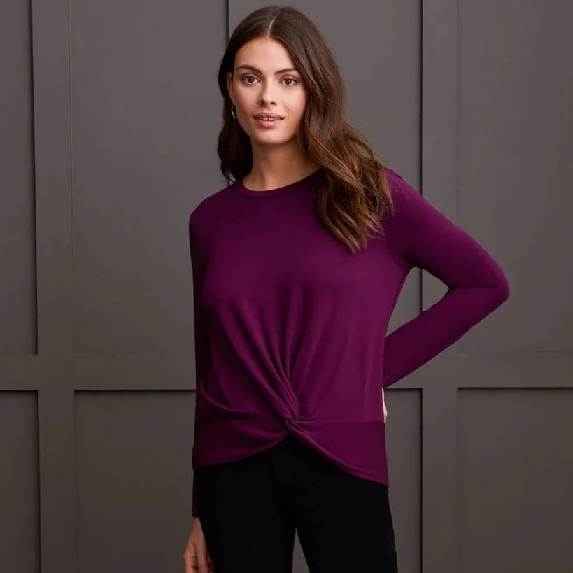 Faux Knot Crew Neck - Plum (Tribal)