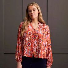 Load image into Gallery viewer, L/S Floral Blouse - Hot Coral (Tribal)
