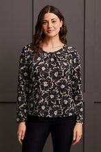 Load image into Gallery viewer, L/S Floral U-Neck - Black (Tribal)
