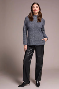 Mock Neck Tunic Sweater w/ Side Slits - Nightfall (Tribal)