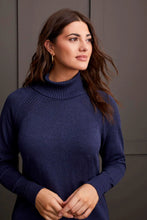 Load image into Gallery viewer, Rib Detail Cowl Sweater - Sapphire (Tribal)
