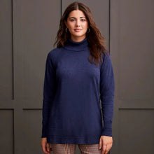 Load image into Gallery viewer, Rib Detail Cowl Sweater - Sapphire (Tribal)
