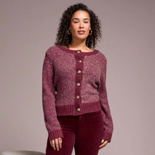 Load image into Gallery viewer, 2 Tone Button Up Cardi  - Wine (Tribal)
