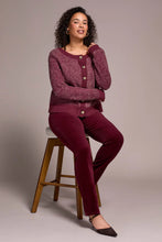 Load image into Gallery viewer, 2 Tone Button Up Cardi  - Wine (Tribal)
