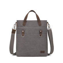 Load image into Gallery viewer, Canvas Tote w/ Leather Trim - Charcoal (Davan)
