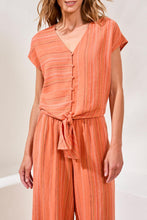 Load image into Gallery viewer, Linen Mix Striped Tie Blouse - Guava (Tribal)
