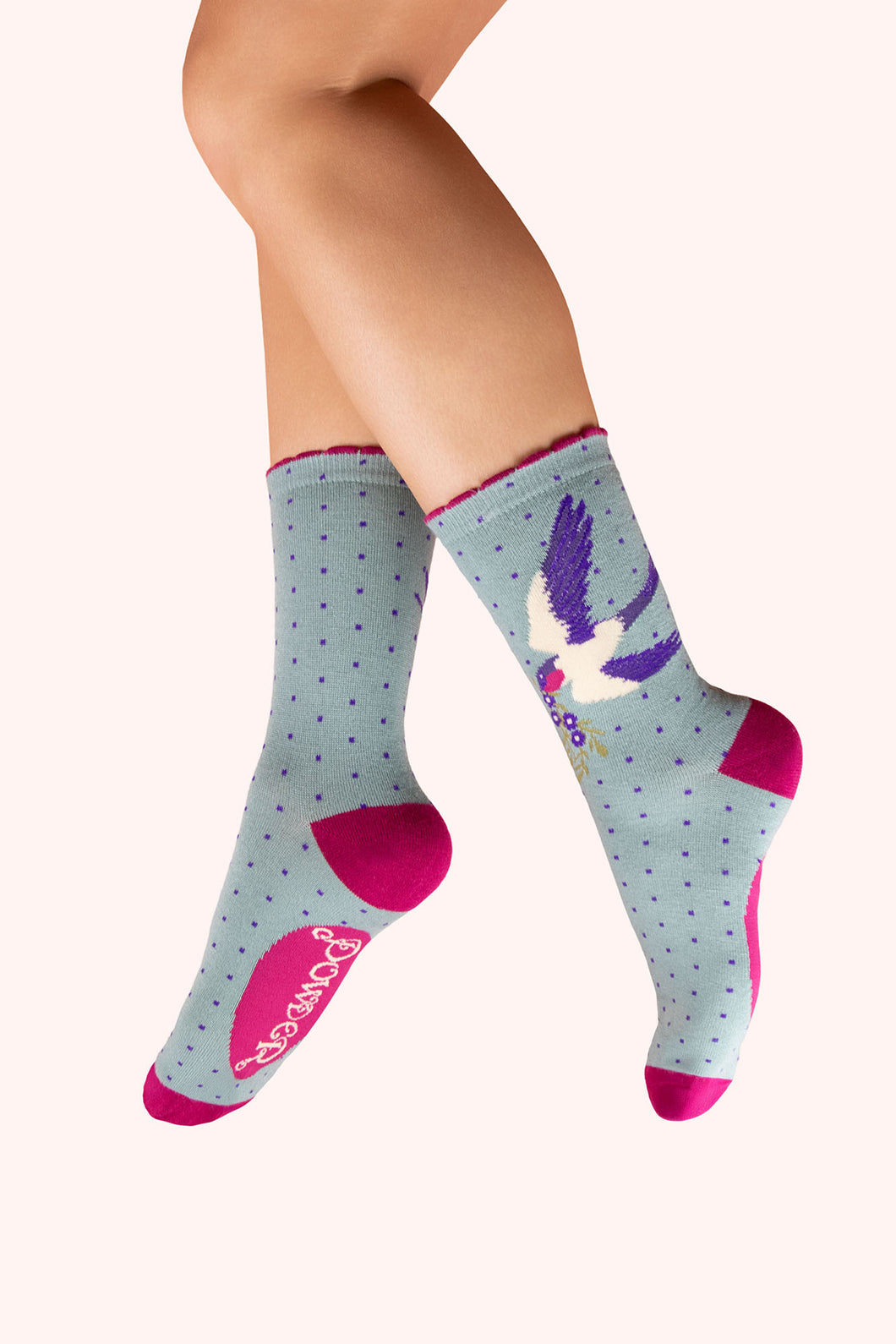 Swooping Swallow Socks - Ice (Powder)