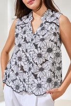 Load image into Gallery viewer, Sleeveless Stitch Floral Blouse - B&amp;W (Tribal)
