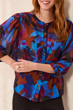 Load image into Gallery viewer, Flowy Dolman Sleeve Blouse - Sharp Blue (Tribal)
