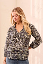 Load image into Gallery viewer, Dobby Paisley Print Top - B&amp;W (Tribal)
