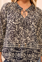 Load image into Gallery viewer, Dobby Paisley Print Top - B&amp;W (Tribal)
