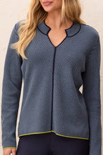 Load image into Gallery viewer, Split Neck Striped Sweater - Blue Fog (Tribal)
