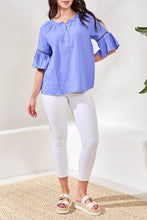 Load image into Gallery viewer, Waffle Ruffle Sleeve Blouse - Baja (Tribal)
